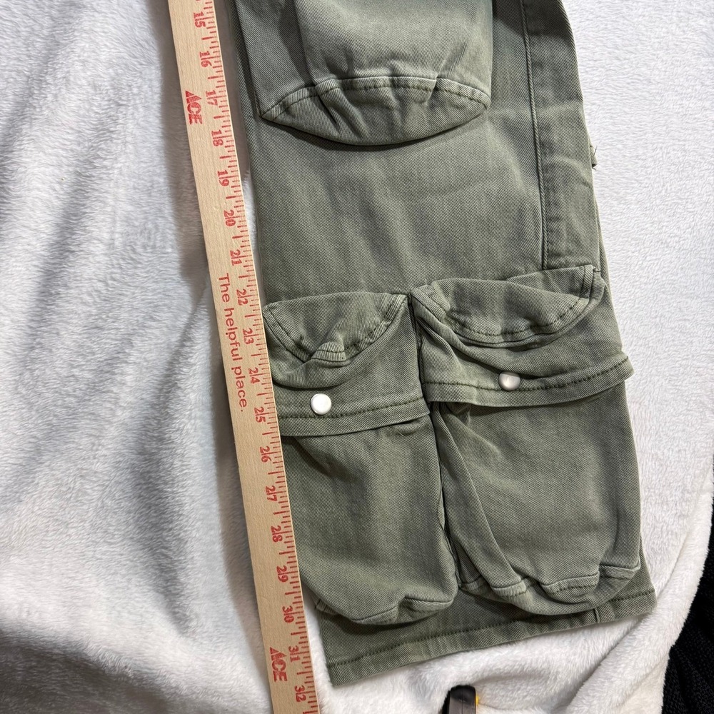 NWT Akira S Green Utility Cargo Pants Pockets Streetwear Y2K Grunge Cyberpunk - Picture 7 of 9